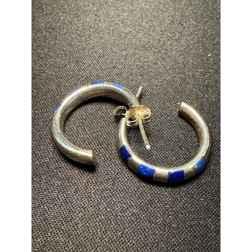 Vintage 925 Tested Silver Half Hoop Earrings - Picture 4 of 4